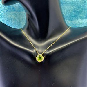 14K Yellow Gold Peridot & Diamond Pendant